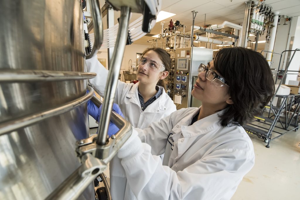 Chyi-Shin Chen works with colleague Lily Dawson in ABPDU's lab.