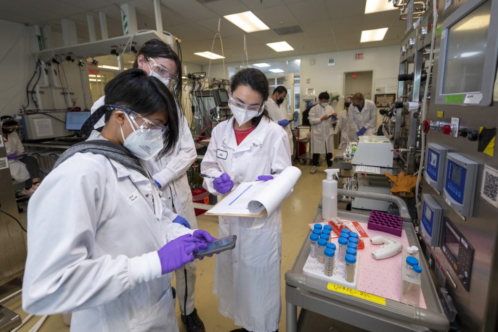 UC Berkeley students work in the ABPDU lab.